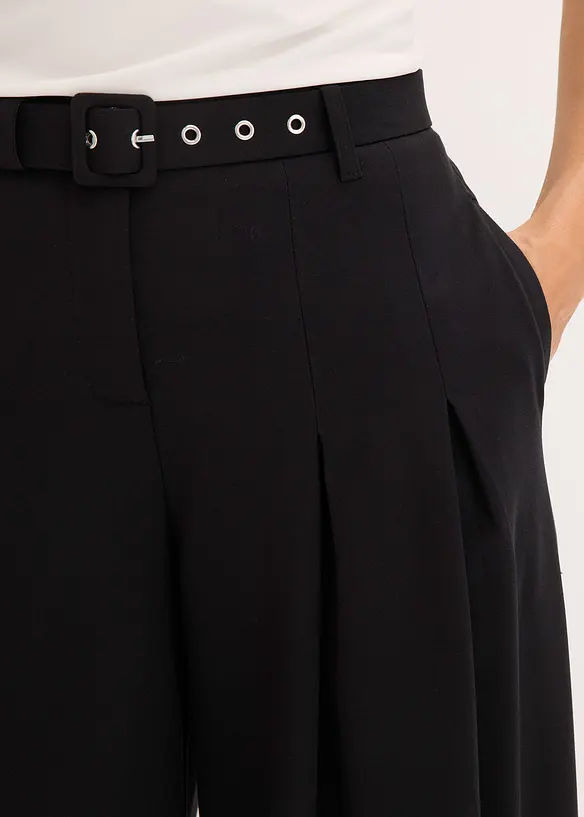 Pantalon &agrave; pinces avec ceinture (ens. 2 pces), bonprix