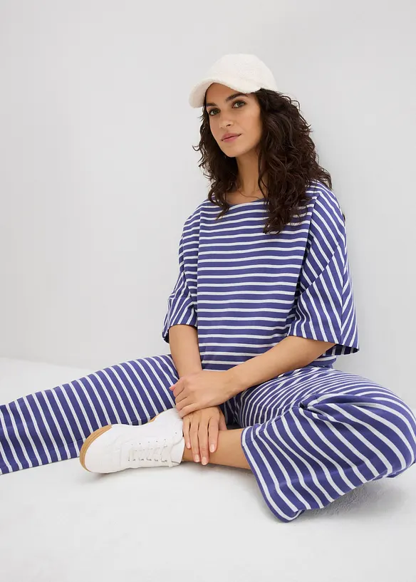 Pantalon en jersey coton textur&eacute;, bonprix