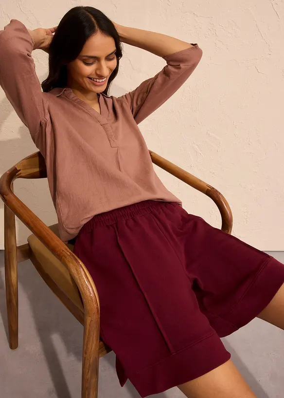 Short en molleton de coton m&eacute;lang&eacute;, bonprix