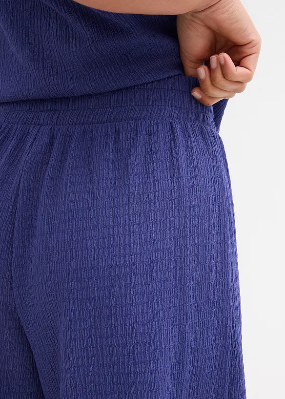 Short taille &eacute;lastiqu&eacute;e en cr&ecirc;pe gaufr&eacute;, bonprix