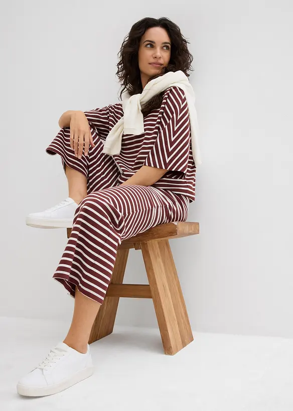 Pantalon en jersey coton textur&eacute;, bonprix