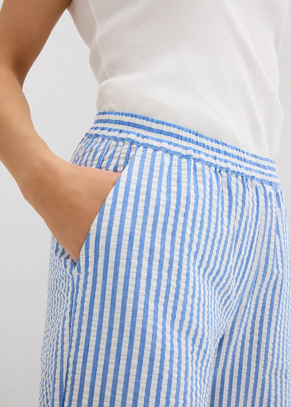 Pantalon palazzo en seersucker, longueur 7/8, bonprix