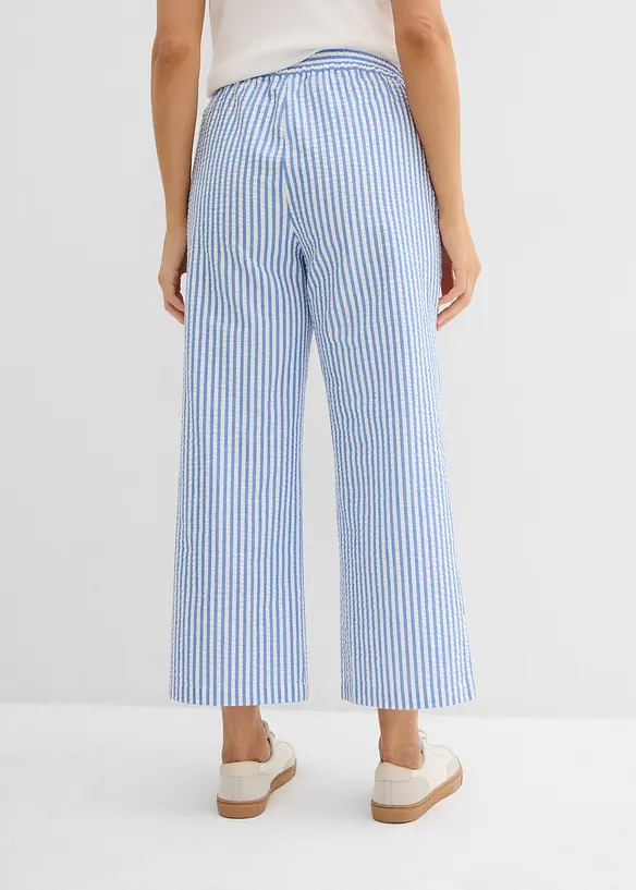 Pantalon palazzo en seersucker, longueur 7/8, bonprix