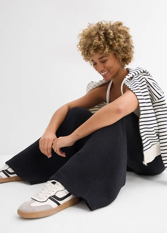 Pantalon palazzo en gaze de coton, bonprix