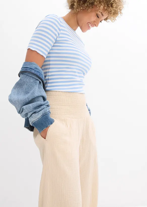 Pantalon palazzo en gaze de coton, bonprix