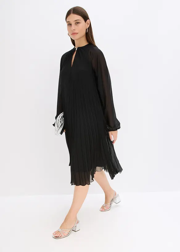 Robe courte pliss&eacute;e en mousseline, bonprix