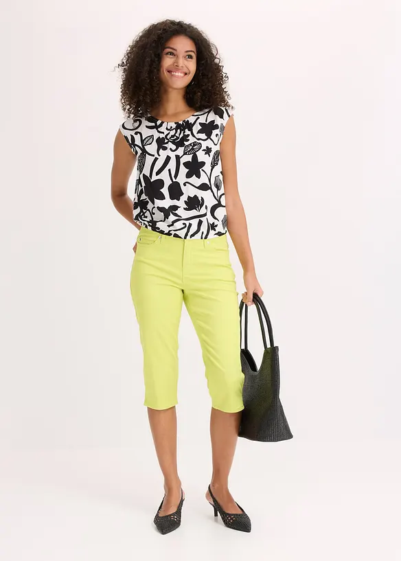 Pantalon corsaire &agrave; taille &eacute;lastiqu&eacute;e, bonprix