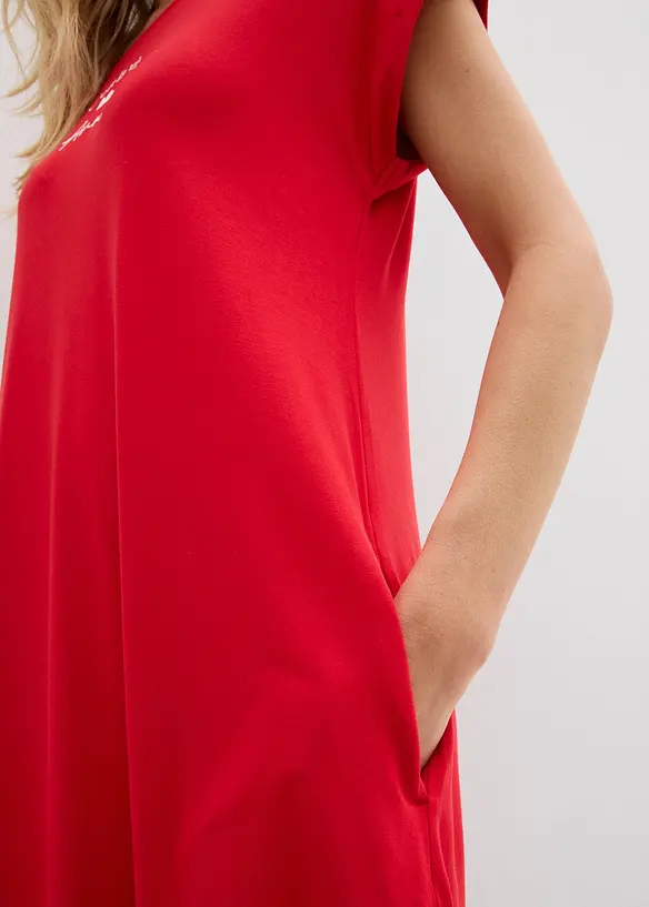 Robe en jersey viscose extensible avec broderie poitrine, bonprix