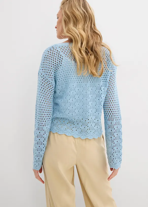 Pull l&eacute;ger en maille ajour&eacute;e, bonprix