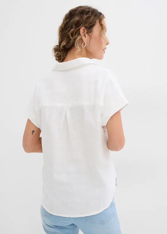 Blouse manches courtes en gaze de coton l&eacute;g&egrave;re, bonprix