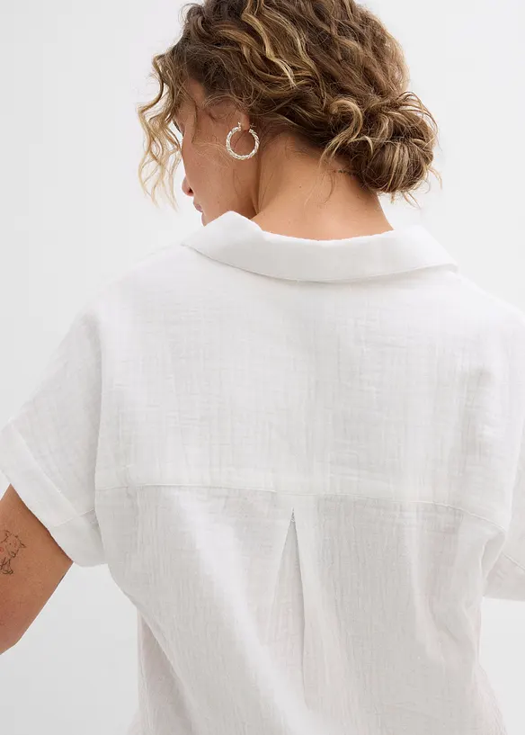 Blouse manches courtes en gaze de coton l&eacute;g&egrave;re, bonprix