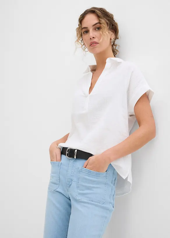 Blouse manches courtes en gaze de coton l&eacute;g&egrave;re, bonprix