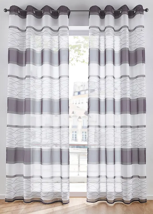 Voilage transparent &agrave; rayures horizontales (1 pce), bonprix