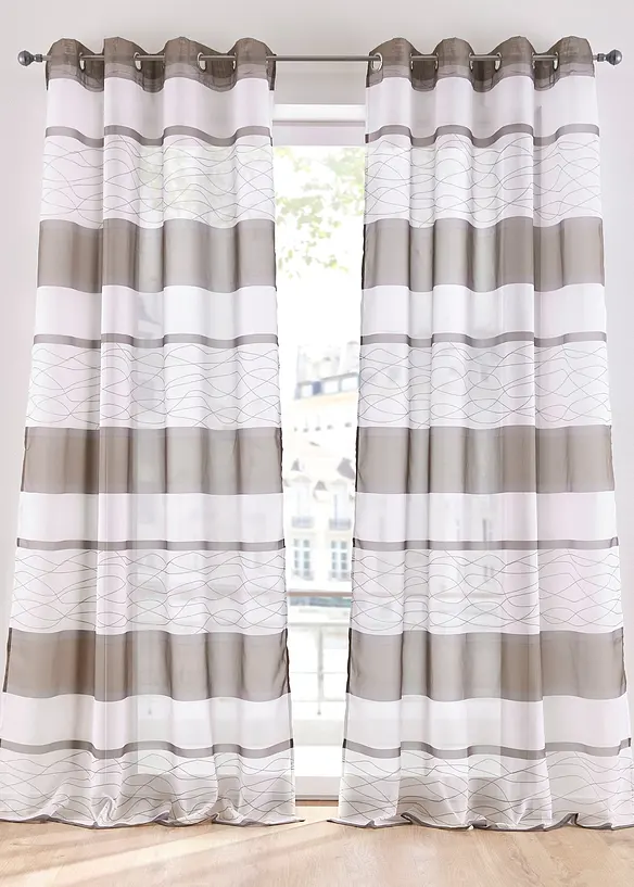 Voilage transparent &agrave; rayures horizontales (1 pce), bonprix