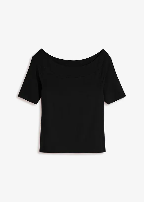 T-shirt encolure Bardot en viscose extensible, bonprix