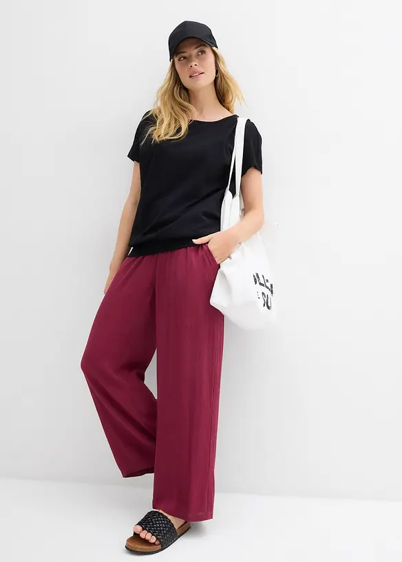 T-shirt en fil flamm&eacute; avec base smock&eacute;e, bonprix