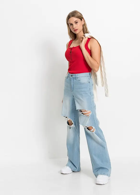 Top c&ocirc;tel&eacute; &agrave; encolure zipp&eacute;e, bonprix