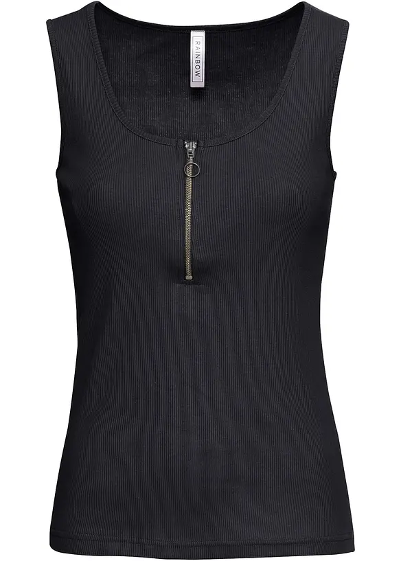 Top c&ocirc;tel&eacute; &agrave; encolure zipp&eacute;e, bonprix