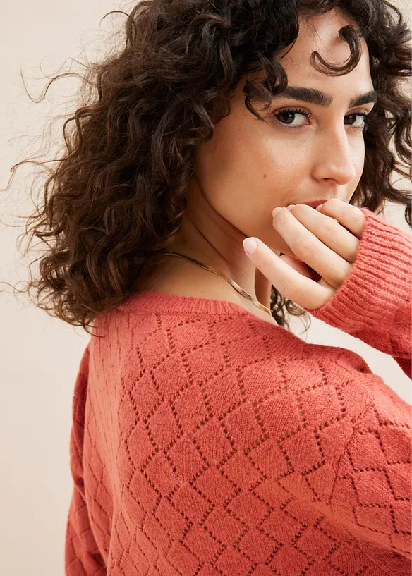 Pull en maille ajour&eacute;e, bonprix