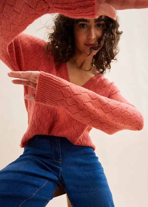 Pull en maille ajour&eacute;e, bonprix