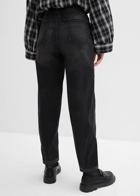 Jean barrel taille haute en coton, bonprix