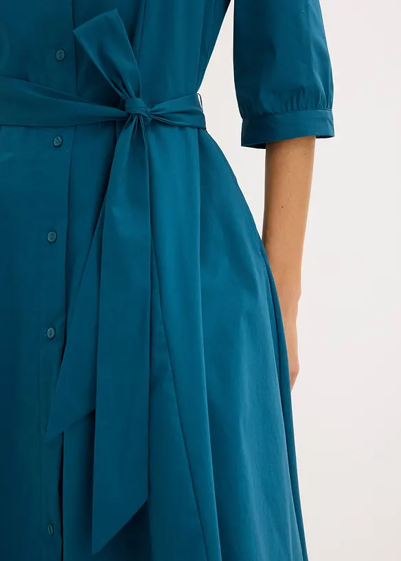 Robe-chemise avec dentelle et lien &agrave; nouer, bonprix