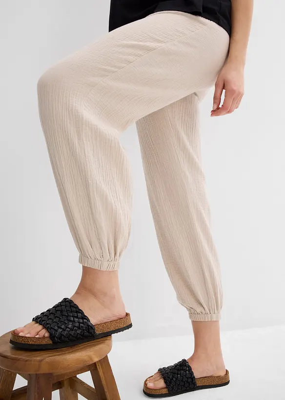 Pantalon de grossesse 2en1, 100% gaze de coton, bonprix