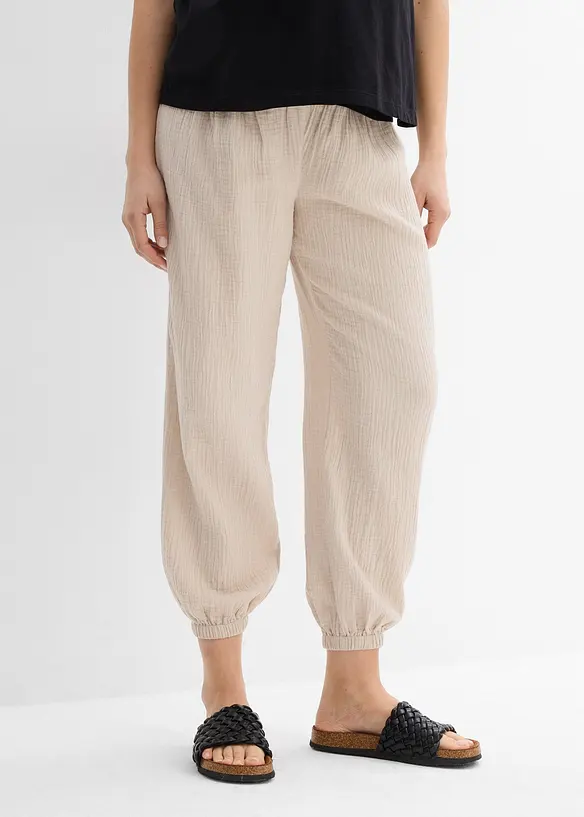 Pantalon de grossesse 2en1, 100% gaze de coton, bonprix