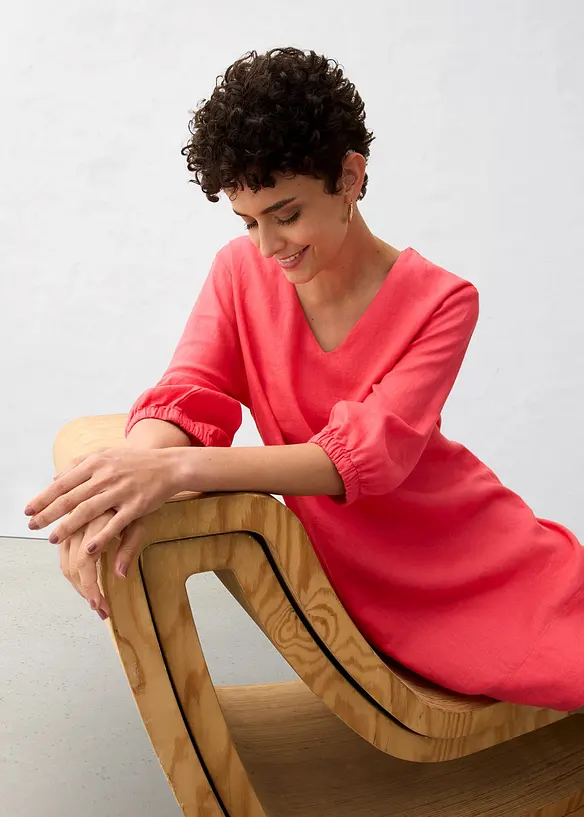 Robe 100&nbsp;% lin, manches 3/4, bonprix