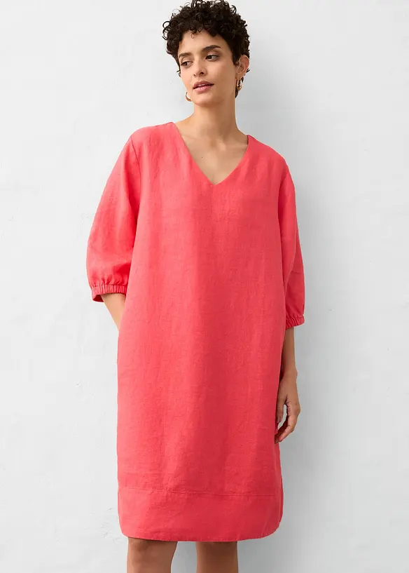 Robe 100&nbsp;% lin, manches 3/4, bonprix