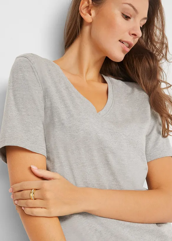 Lot de 2 T-shirts longs col V, bonprix