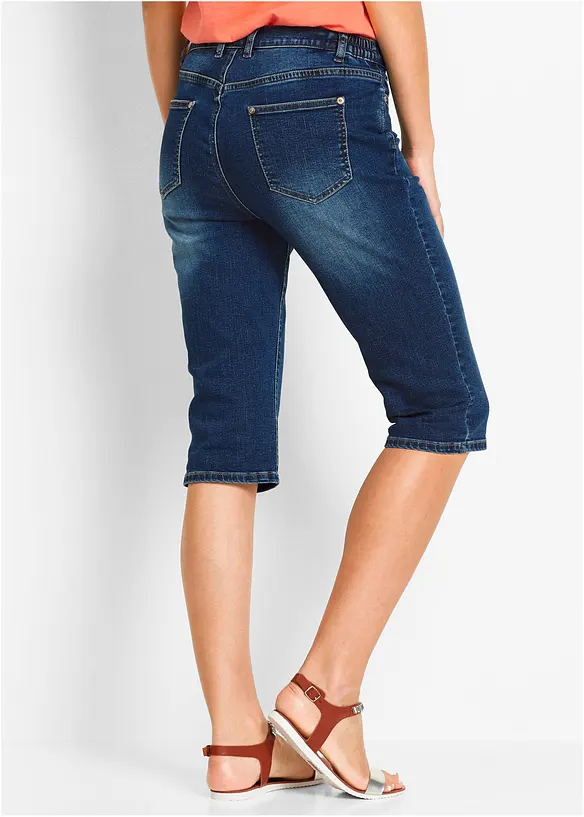 Bermuda en jean, taille mi-haute &eacute;lastiqu&eacute;e, bonprix