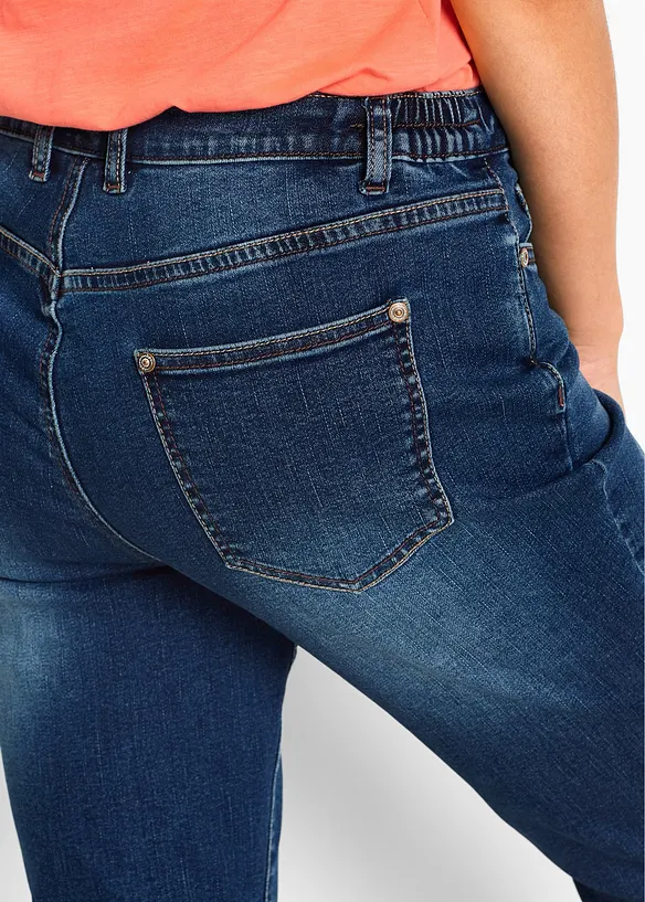 Bermuda en jean, taille mi-haute &eacute;lastiqu&eacute;e, bonprix