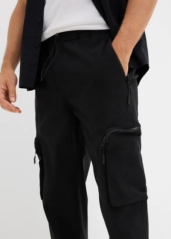 Pantalon droit tr&egrave;s extensible &agrave; poches cargo zipp&eacute;es, regular, bonprix
