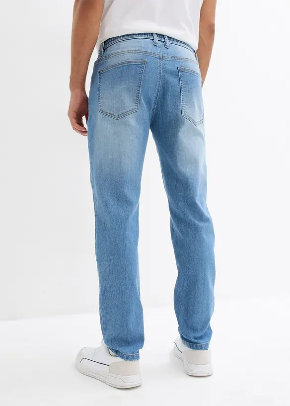 Lot de 2 jeans droits extensibles regular &agrave; taille &eacute;lastiqu&eacute;e, bonprix