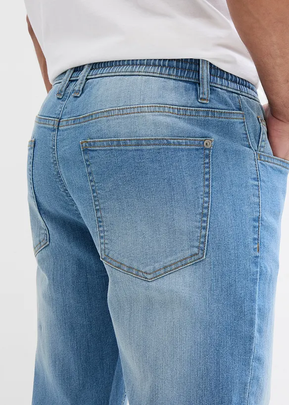 Lot de 2 jeans droits extensibles regular &agrave; taille &eacute;lastiqu&eacute;e, bonprix
