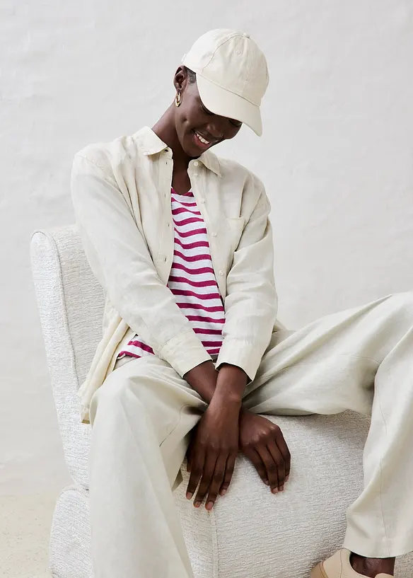 T-shirt 100% lin &agrave; manches chauve-souris, bonprix