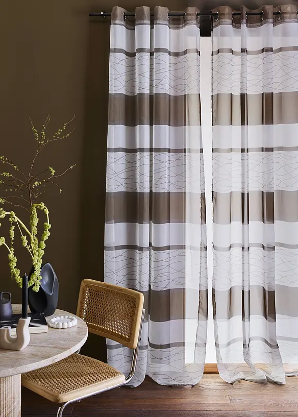 Voilage transparent &agrave; rayures horizontales (1 pce), bonprix