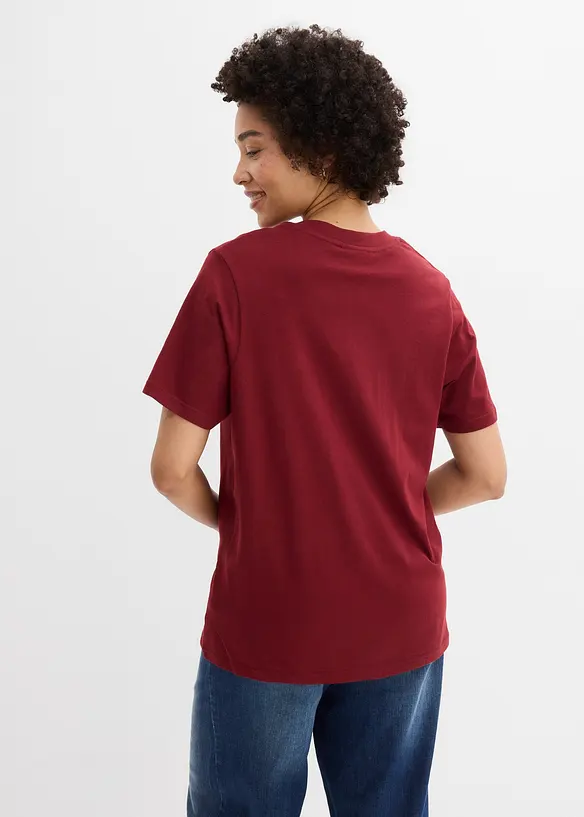 Lot de 5 T-shirts longs et amples &agrave; col V, bonprix