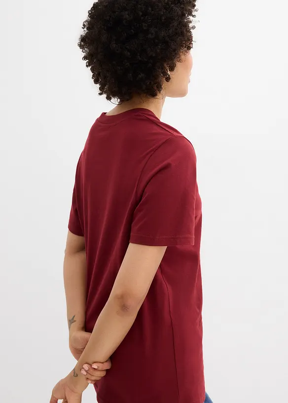 Lot de 5 T-shirts longs et amples &agrave; col V, bonprix