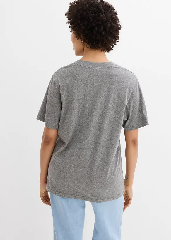 Lot de 5 T-shirts longs et amples &agrave; col V, bonprix