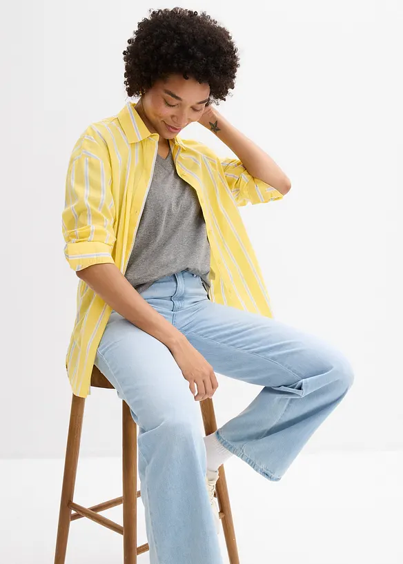 Lot de 5 T-shirts longs et amples &agrave; col V, bonprix