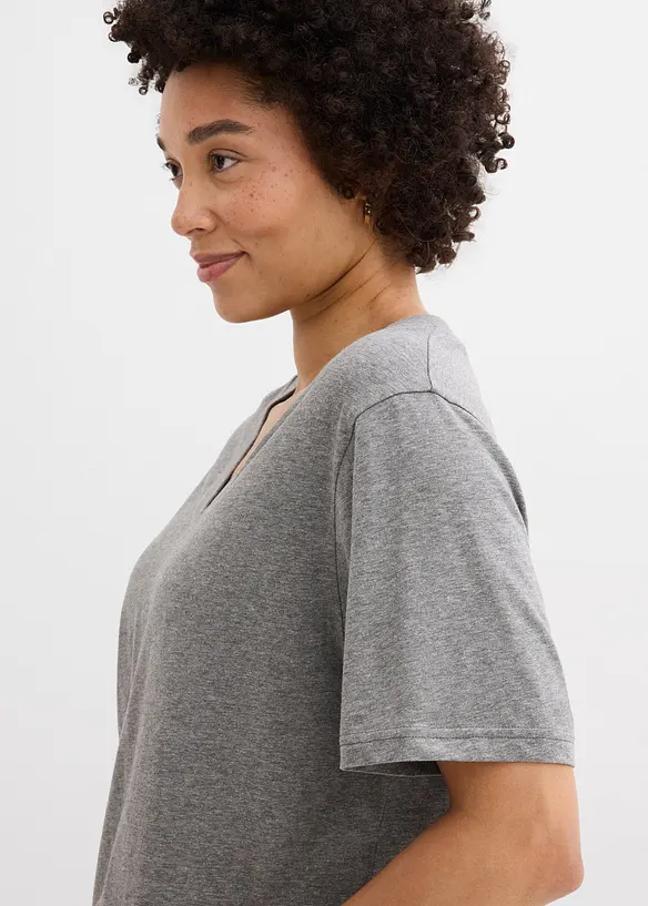 Lot de 5 T-shirts longs et amples &agrave; col V, bonprix