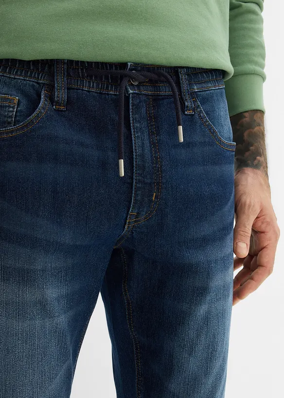 Lot de 2 jeans droits extensibles regular &agrave; taille &eacute;lastiqu&eacute;e, bonprix
