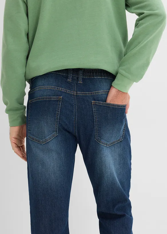 Lot de 2 jeans droits extensibles regular &agrave; taille &eacute;lastiqu&eacute;e, bonprix