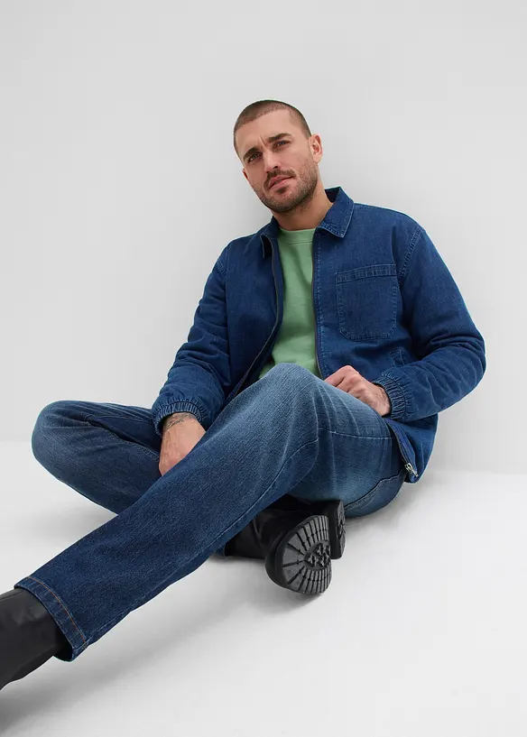 Lot de 2 jeans droits extensibles regular &agrave; taille &eacute;lastiqu&eacute;e, bonprix