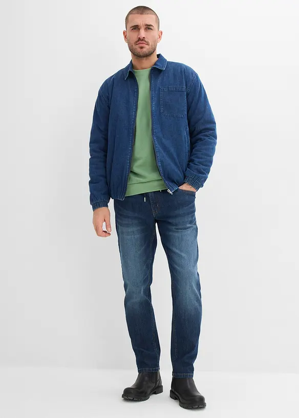 Lot de 2 jeans droits extensibles regular &agrave; taille &eacute;lastiqu&eacute;e, bonprix