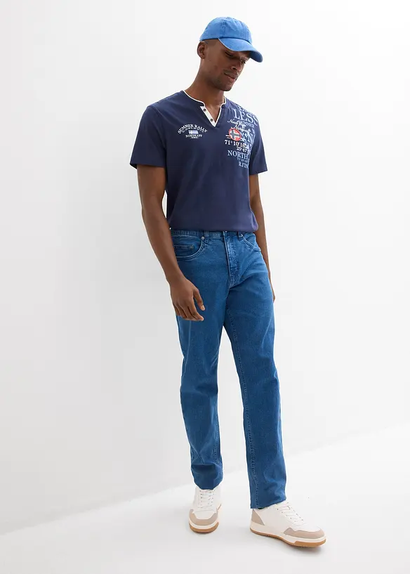 T-shirt col tunisien 100% coton, bonprix