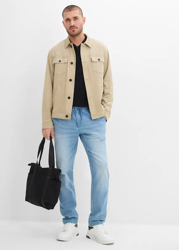 Jean droit et l&eacute;ger &agrave; taille &eacute;lastiqu&eacute;e, regular, bonprix