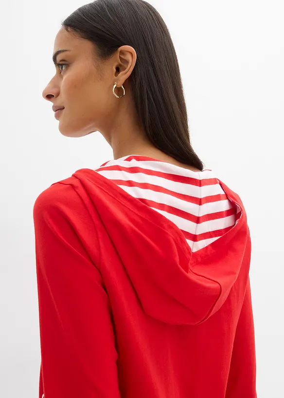 T-shirt &agrave; capuche, manches 3/4, 100% coton, bonprix